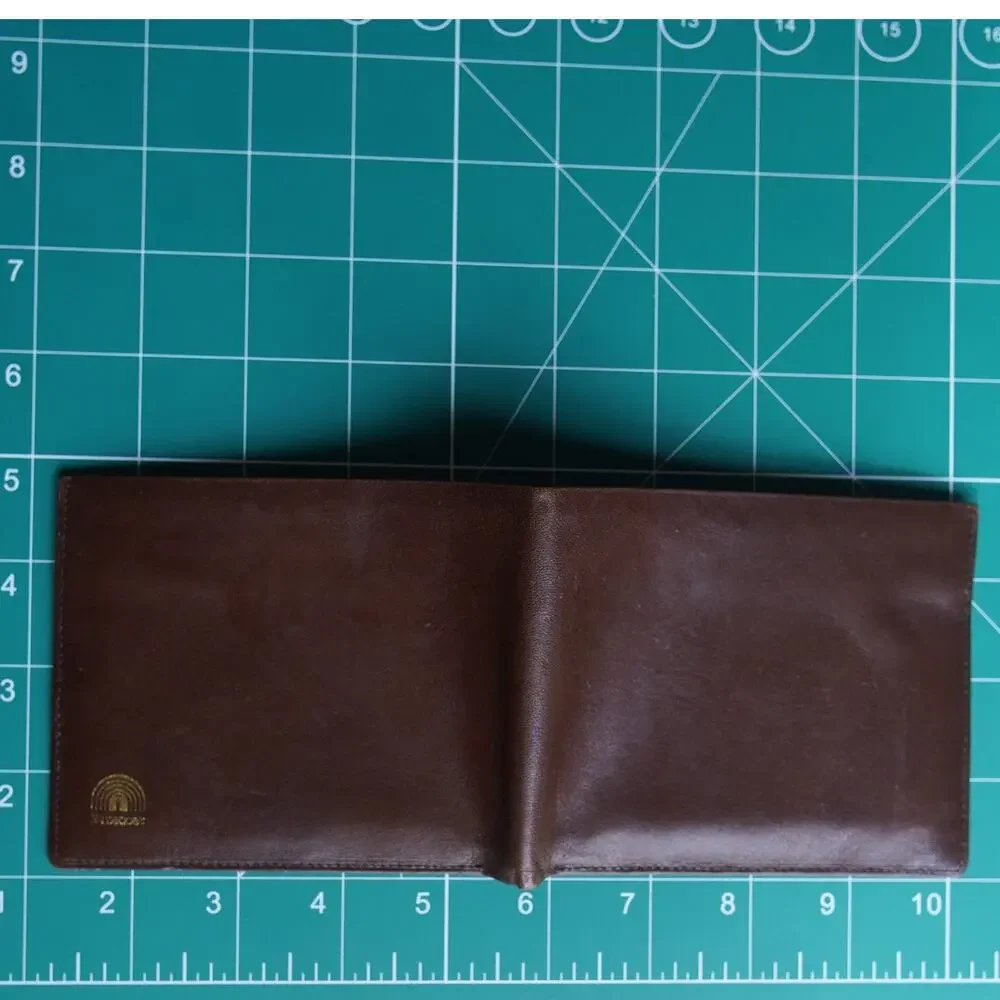 Vintage Shiregues Kip Skin Leather Wallet Cognac Brown Bifold ID Window